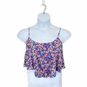 Crop Top Spaghetti Strap Swing Floral